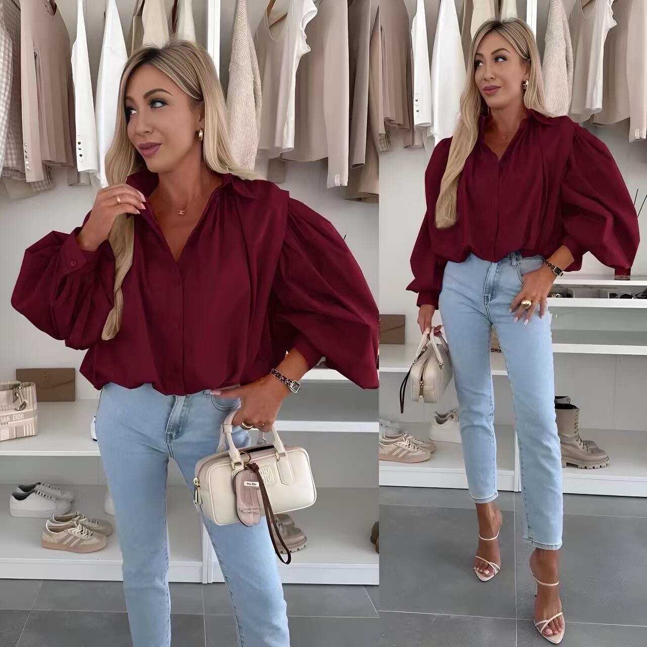 Wholesaler ISSYMA - Cotton poplin puffing sleeves shirt