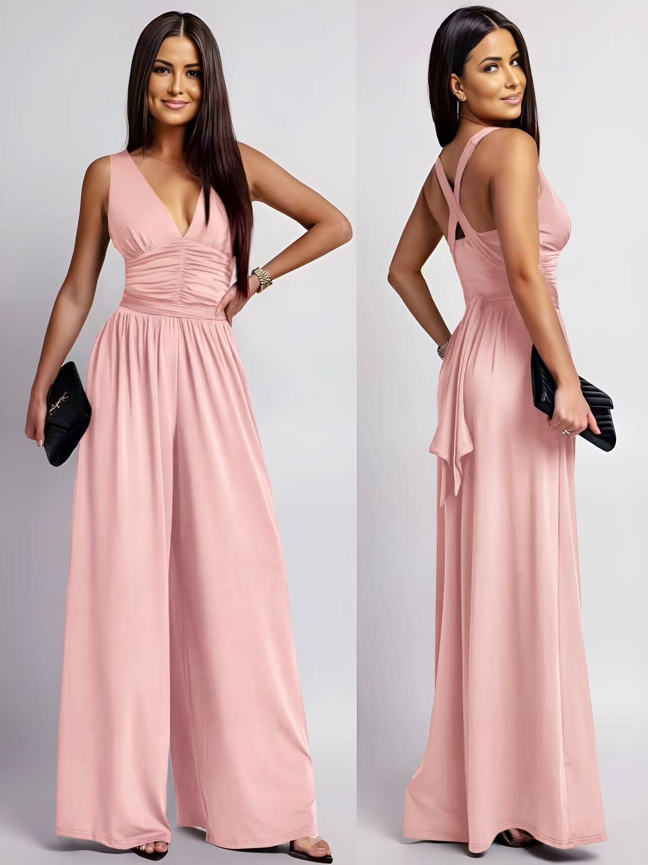 Mayorista ISSYMA - Elegante combinación cruzada de cruz - V -neck - cintura reunida
