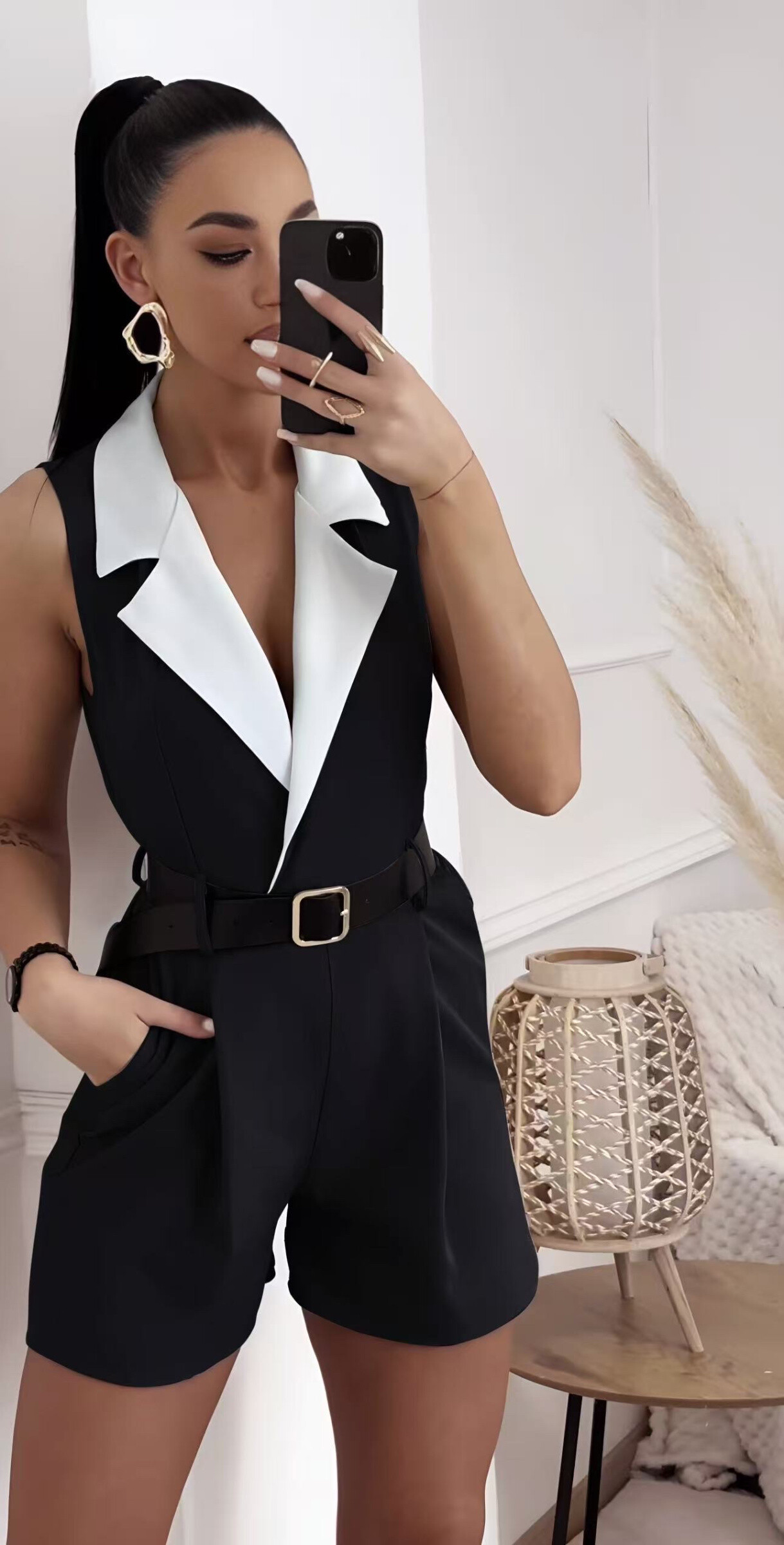Grossiste ISSYMA - Combishort à col contrasté avec ceinture