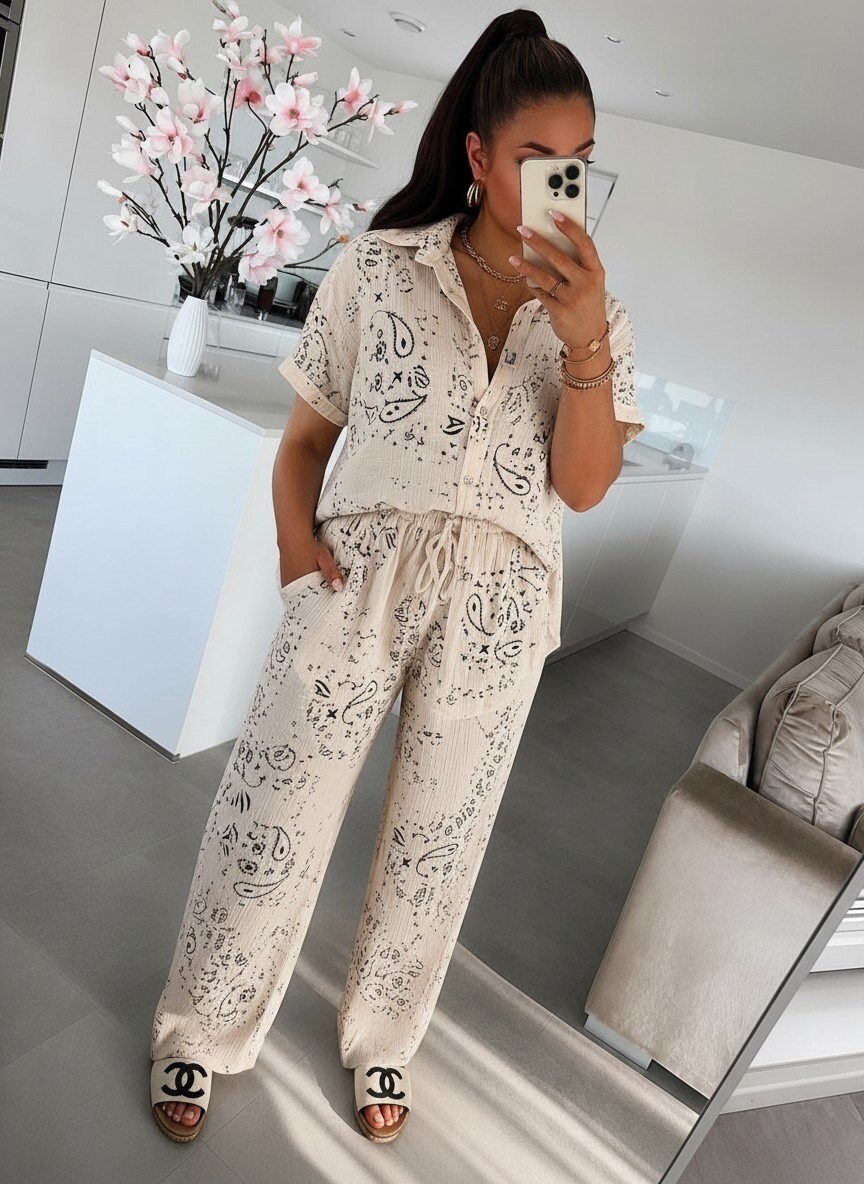 Mayorista ISSYMA - Conjunto de gasa de algodón con estampado bandana