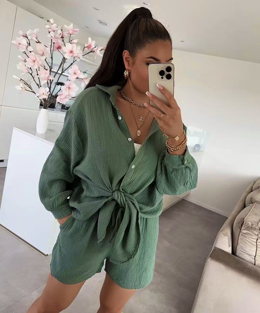 Grossiste ISSYMA - Ensemble GAZE DE COTON chemise et short