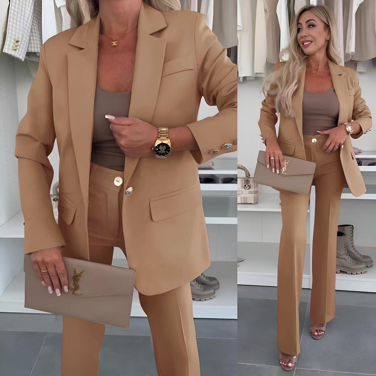 Grossiste ISSYMA - Ensemble tailleur chic avec blazer et pantalon évasé