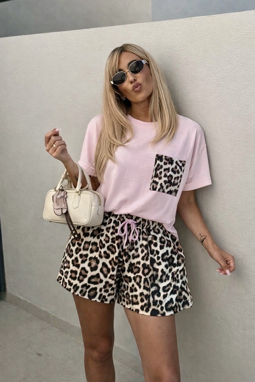 Grossiste ISSYMA - Ensemble  short à bande  motif léopard