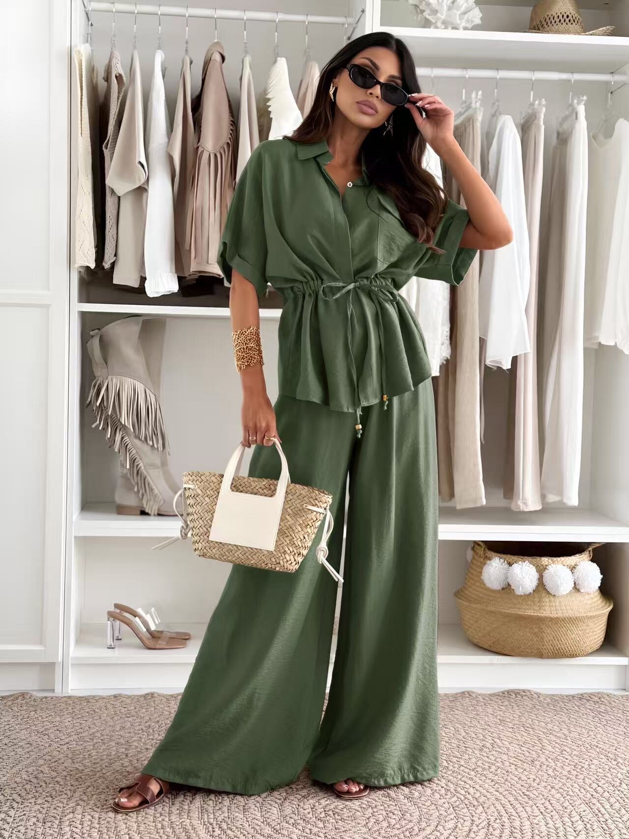 Wholesaler ISSYMA - Chic set shirt surrounded with wide pants