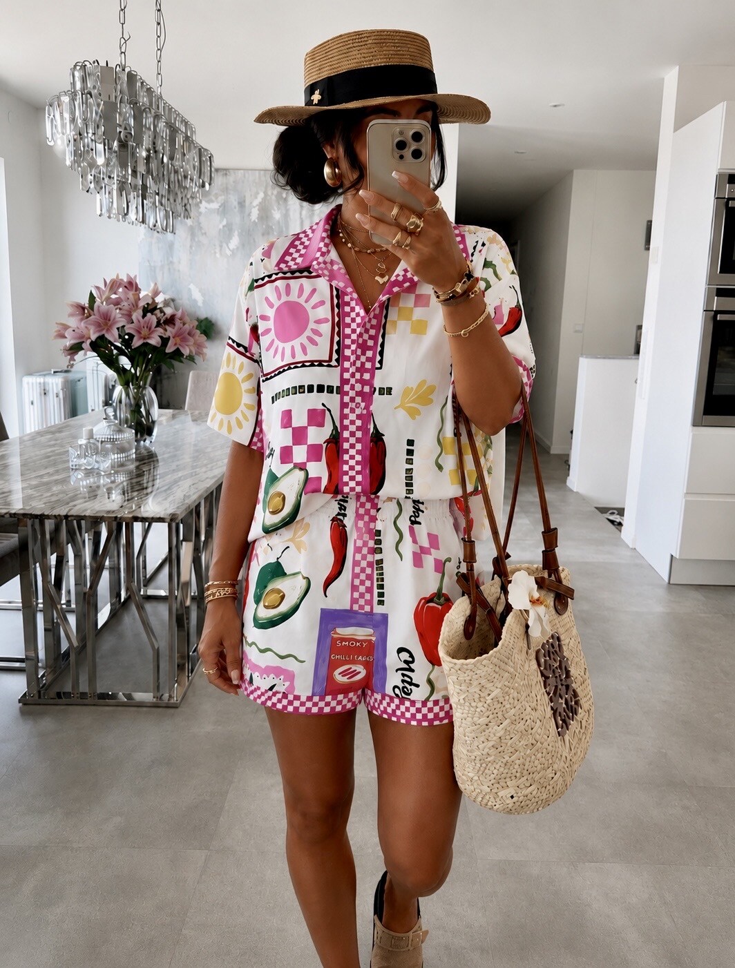 Mayorista ISSYMA - Conjunto de camisa y pantalones cortos estampados coloridos de verano