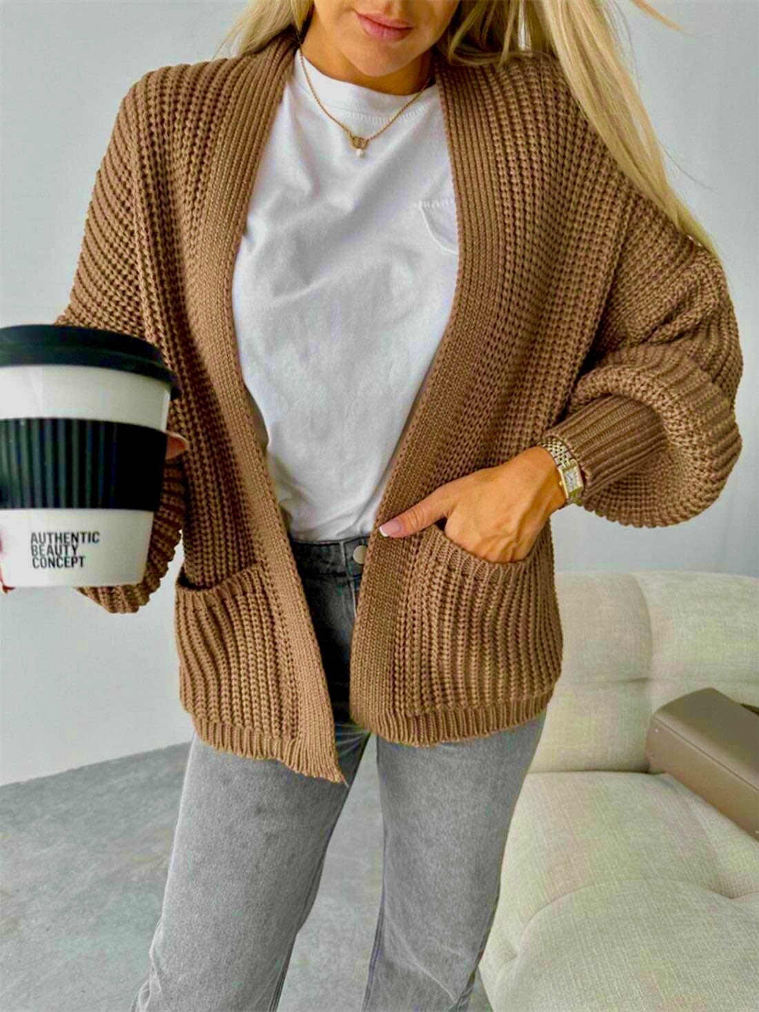 Großhändler ISSYMA - Offene Weste mit Stricktaschen