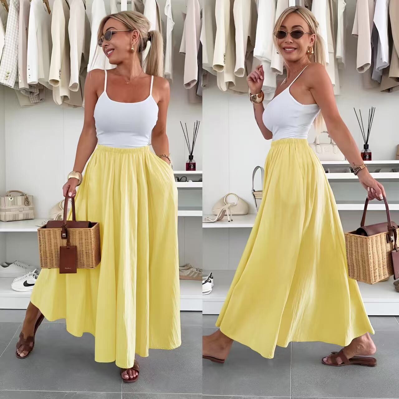 Wholesaler ISSYMA - Long fluid skirt with flexible viscose pockets