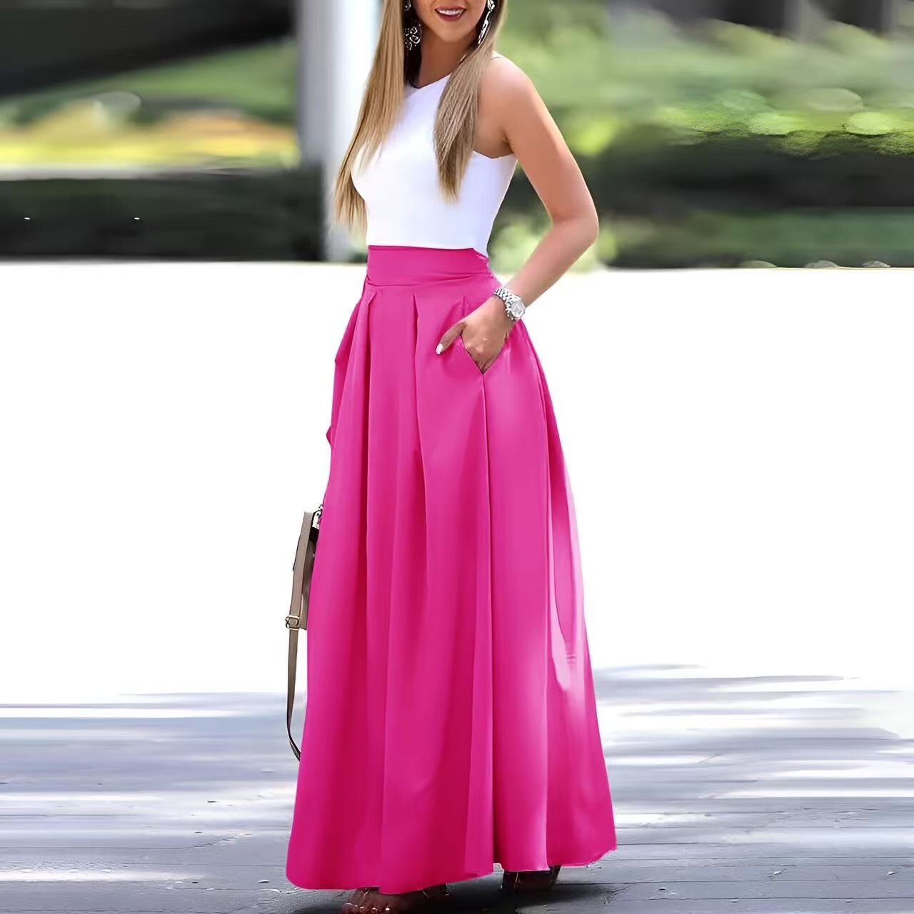 Wholesaler ISSYMA - Long flared skirt with elastic pockets at the back