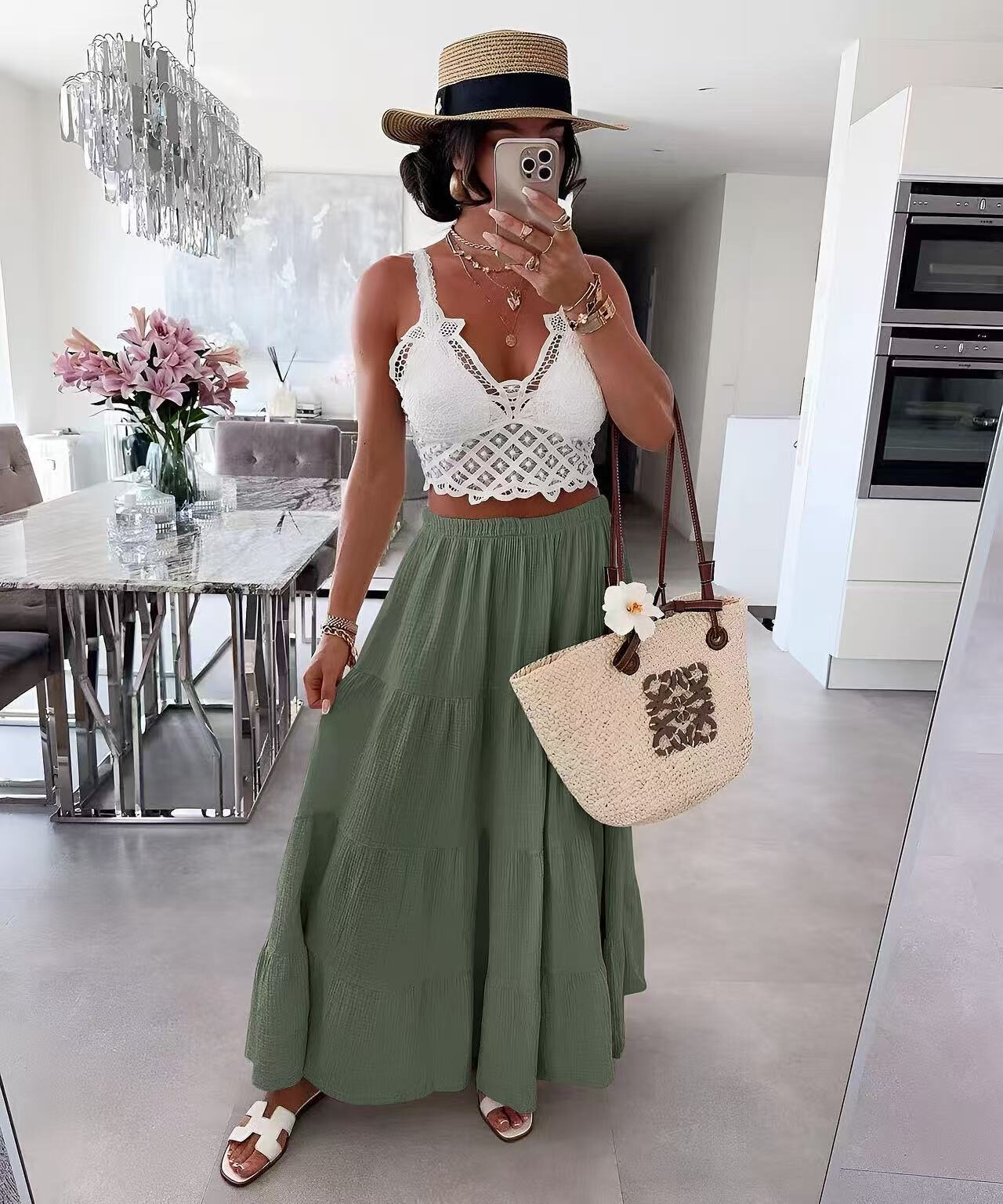 Wholesaler ISSYMA - Long cotton gauze skirt with elastic steering wheel