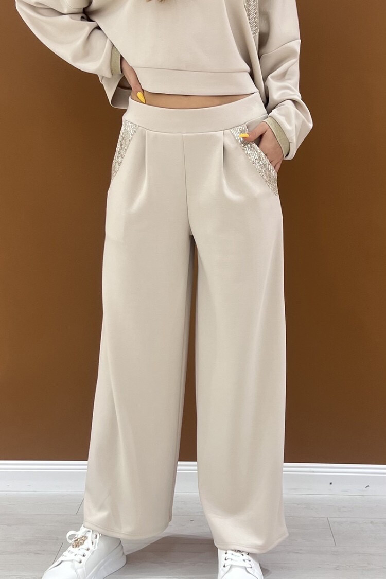 Grossiste ISSYMA - Pantalon large avec poches brillantes à sequins