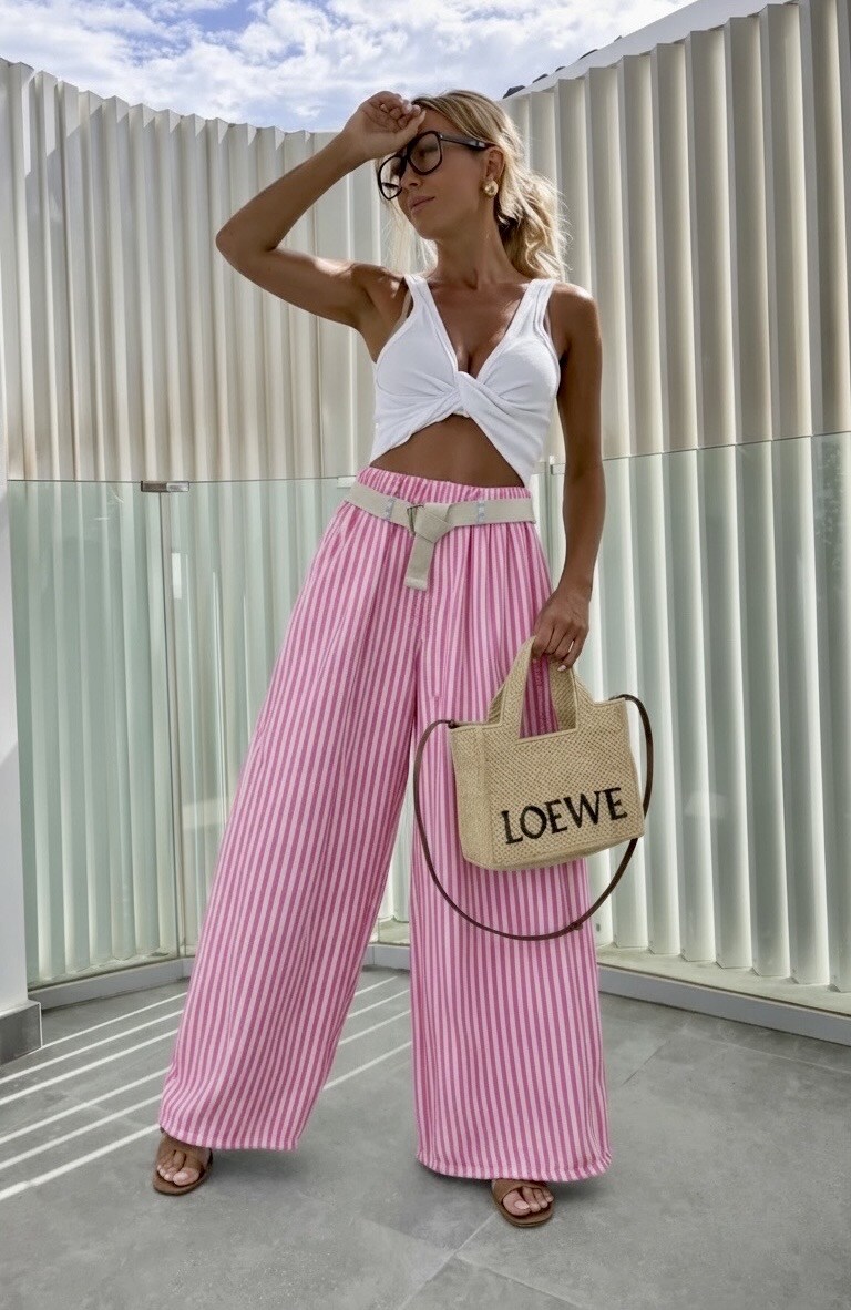 Mayorista ISSYMA - Pantalones anchos a rayas con cinturilla elástica