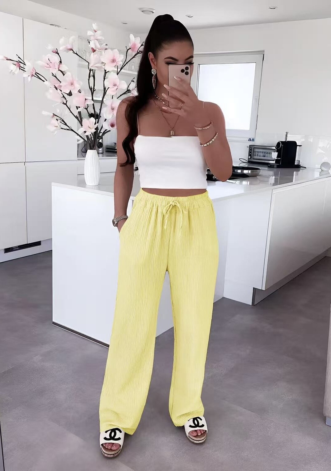 Wholesaler ISSYMA - Cotton gauze pants with elastic size cord