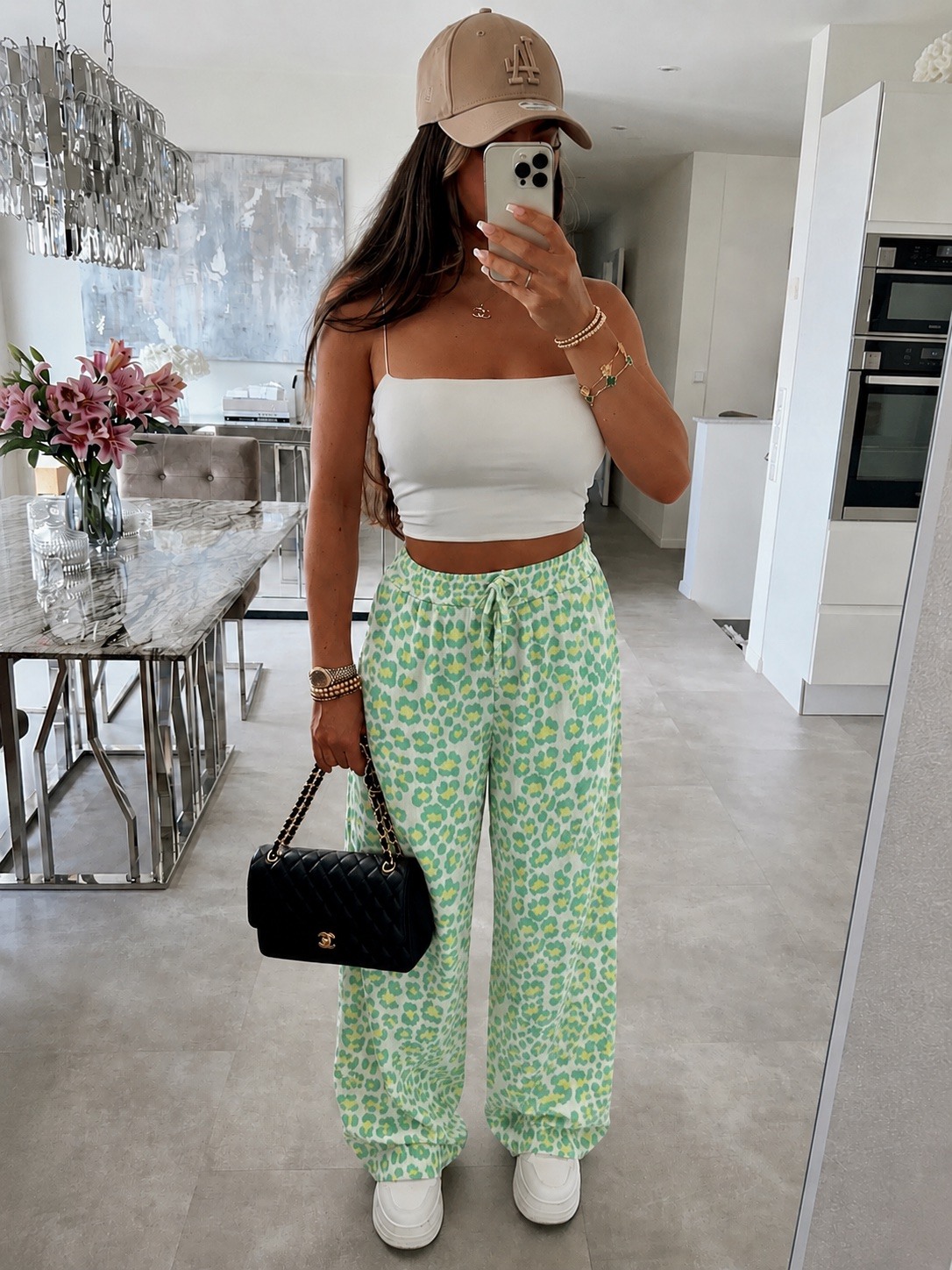Mayorista ISSYMA - Pantalón de gasa de algodón con estampado de leopardo, cintura elástica y cordón