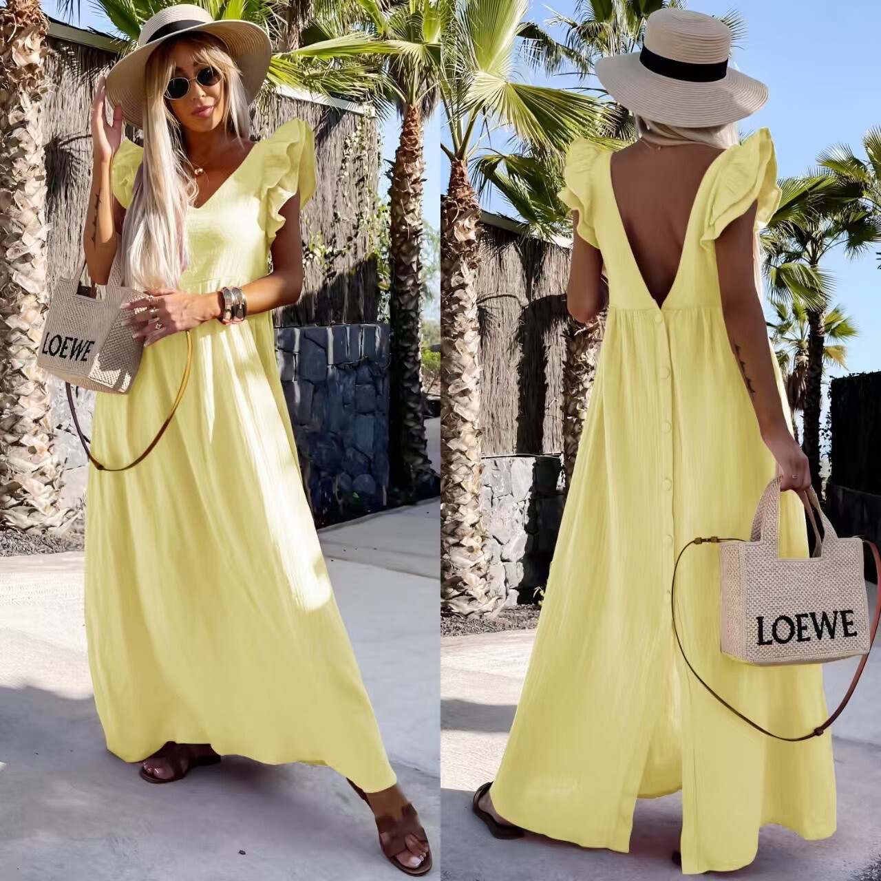 Wholesaler ISSYMA - Bohemian chic dress with ruffles and buttoned back