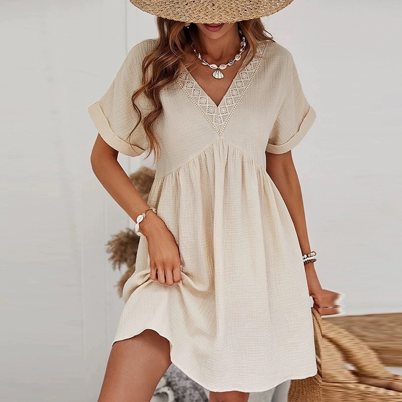Wholesaler ISSYMA - COTTON GAUZE V-NECK dress pattern