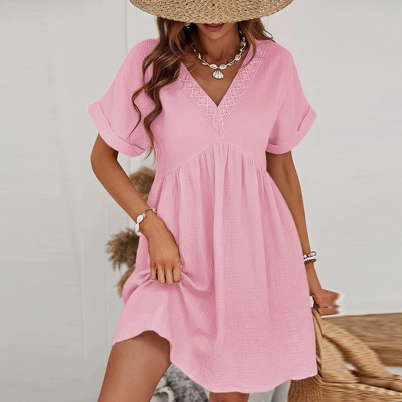COTTON GAUZE V-NECK dress pattern - Rose Shadow - 1 - large format