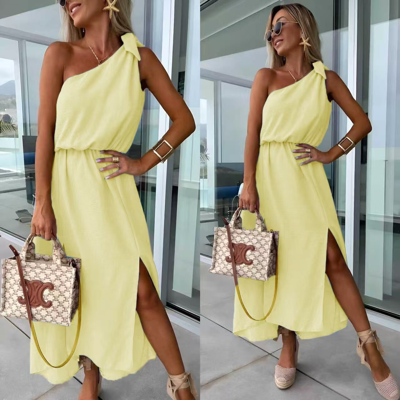 Wholesaler ISSYMA - Dress attached to the shoulder with elastic waist slit