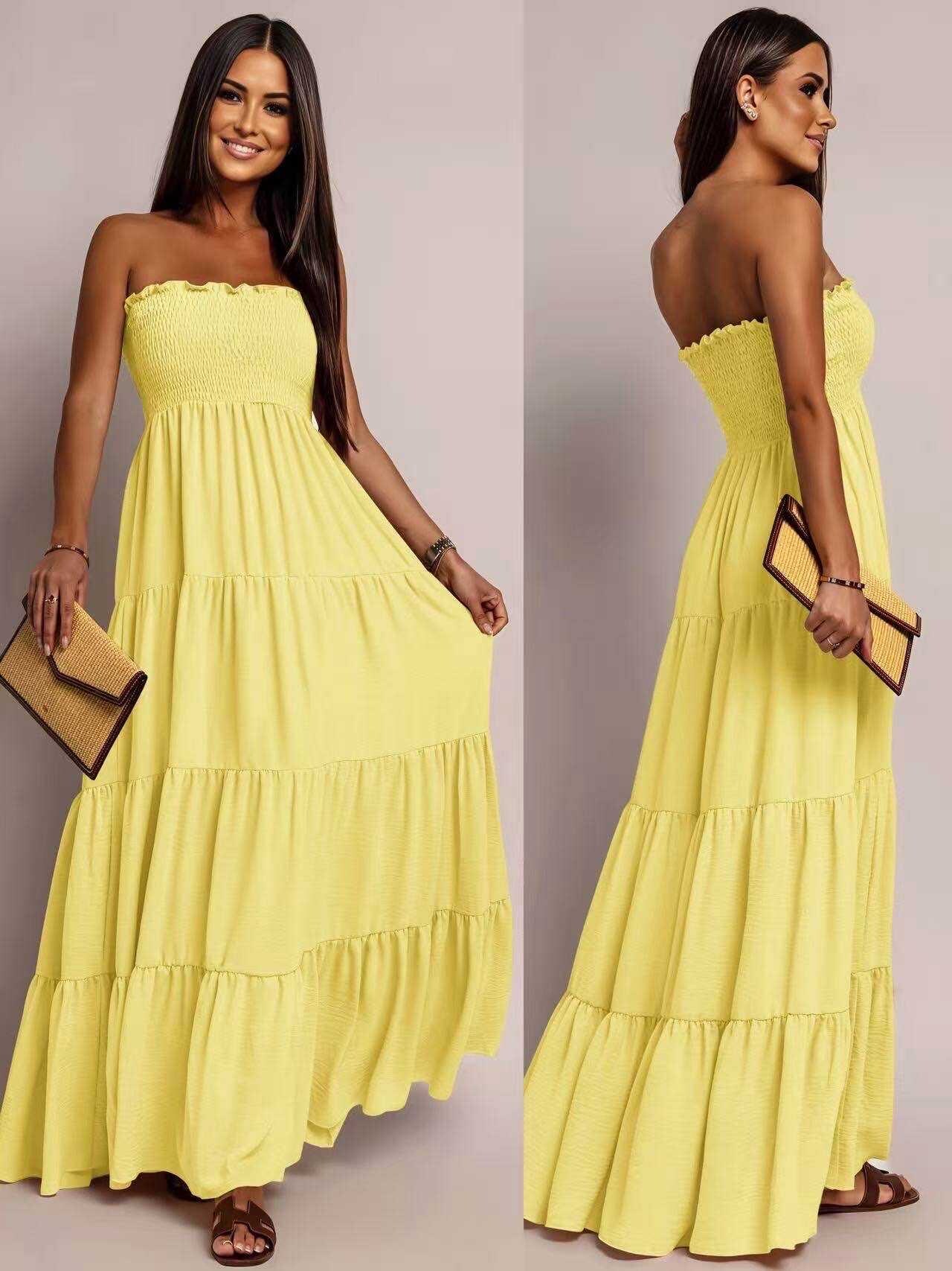 Grossiste ISSYMA - Longue robe bustier à volant