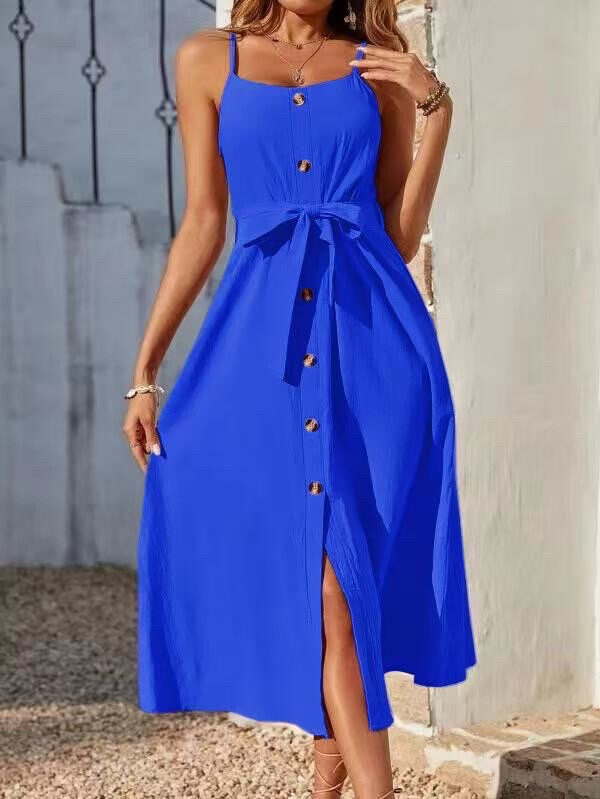 Grossiste ISSYMA - Robe à bretelles boutonnés avec lien