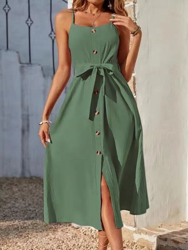 Mayorista ISSYMA - Vestido de correa abotonado con enlace