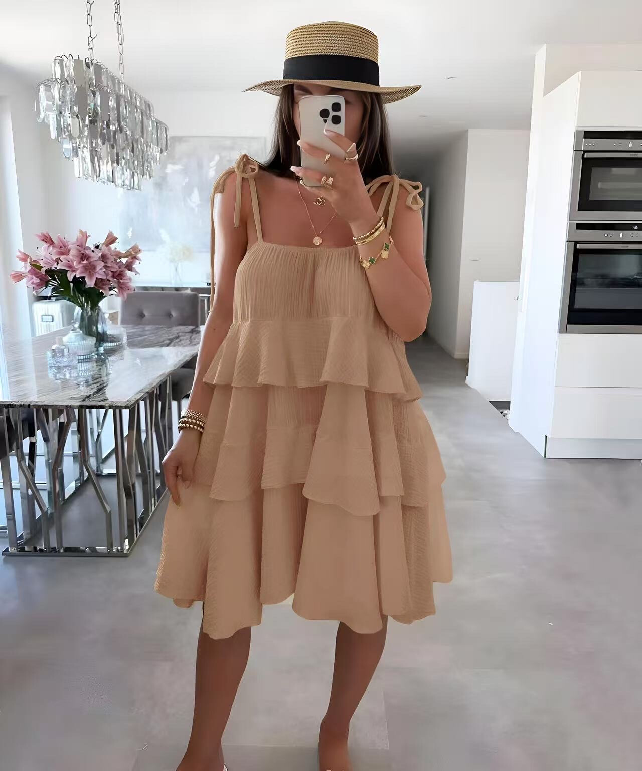 Wholesaler ISSYMA - Dress in ruffled cotton gauze and suspenders