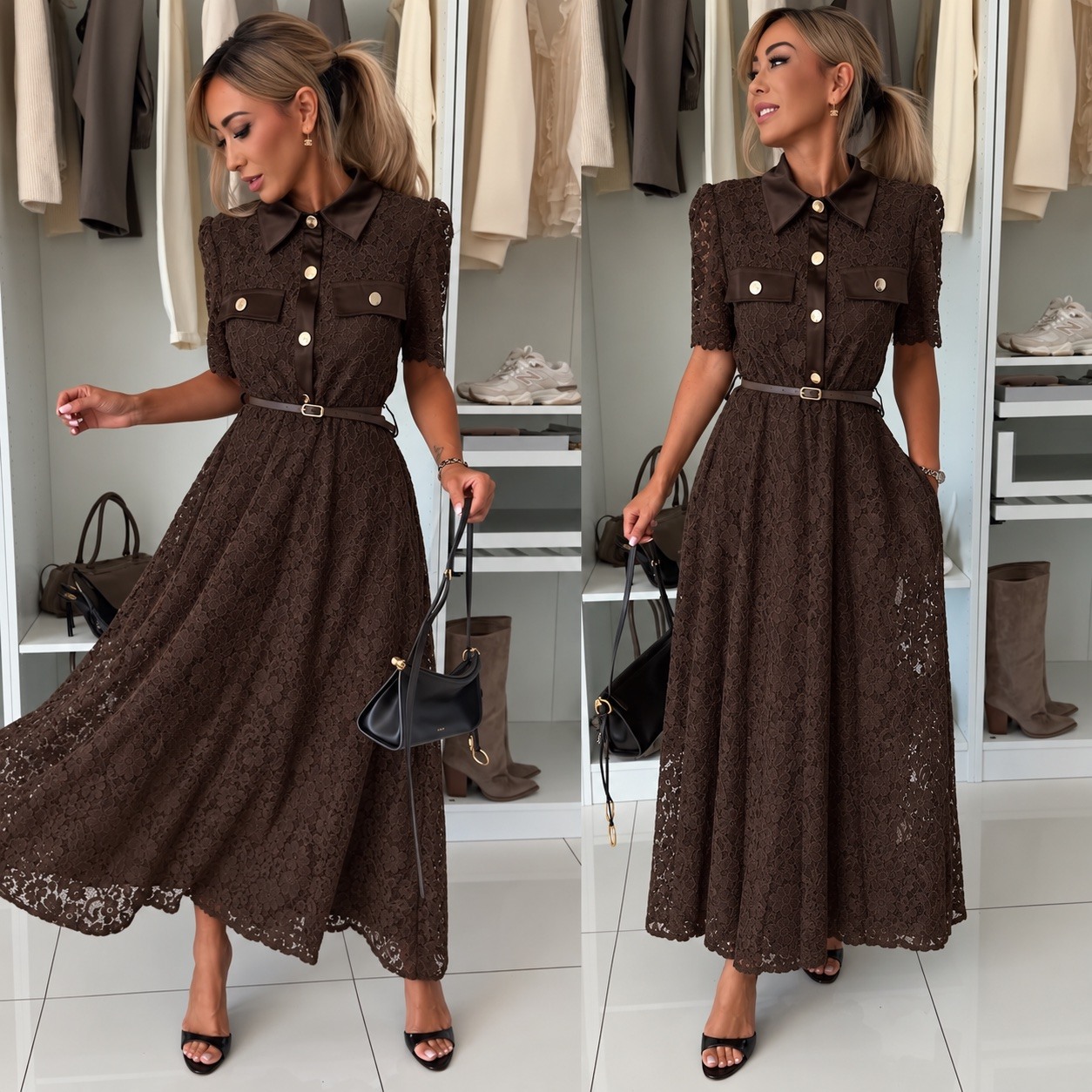 Wholesaler ISSYMA - Lace shirt dress with belt