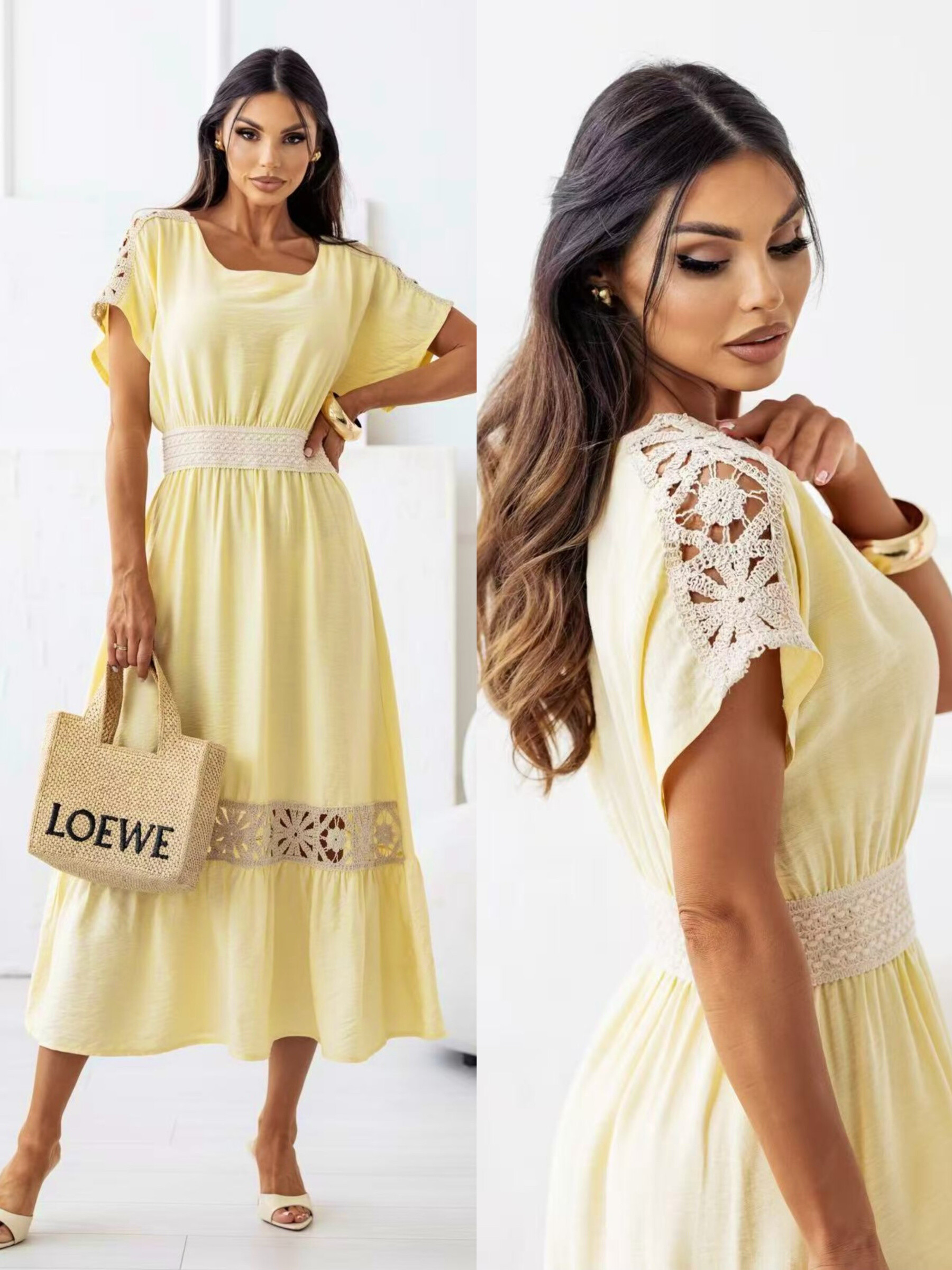 Großhändler ISSYMA - Langes böhmisches Detail Häkelkleid