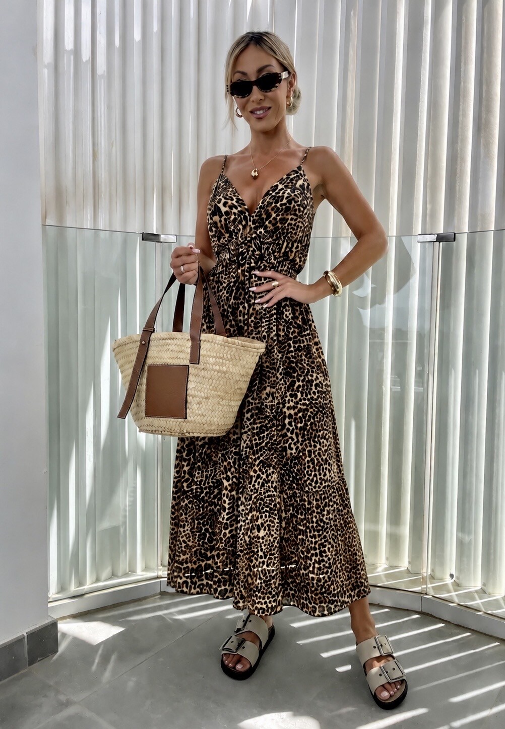Mayorista ISSYMA - Vestido largo de leopardo con tirantes finos