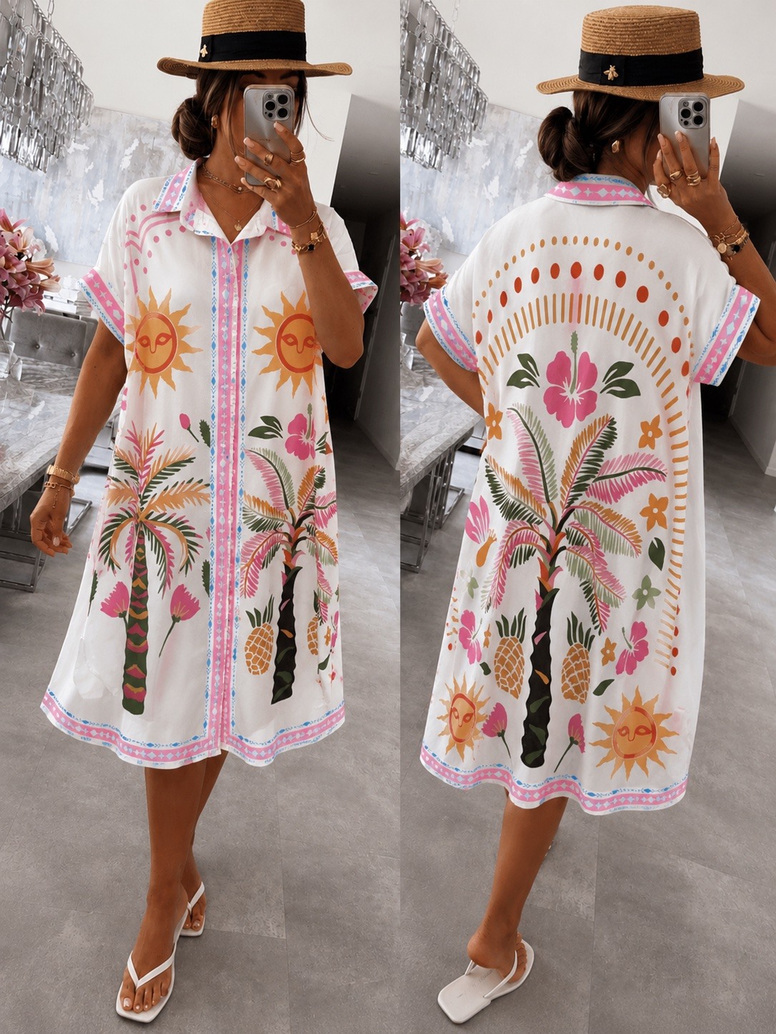 Großhändler ISSYMA - Übergroßes Sommer-Hemdkleid mit Print