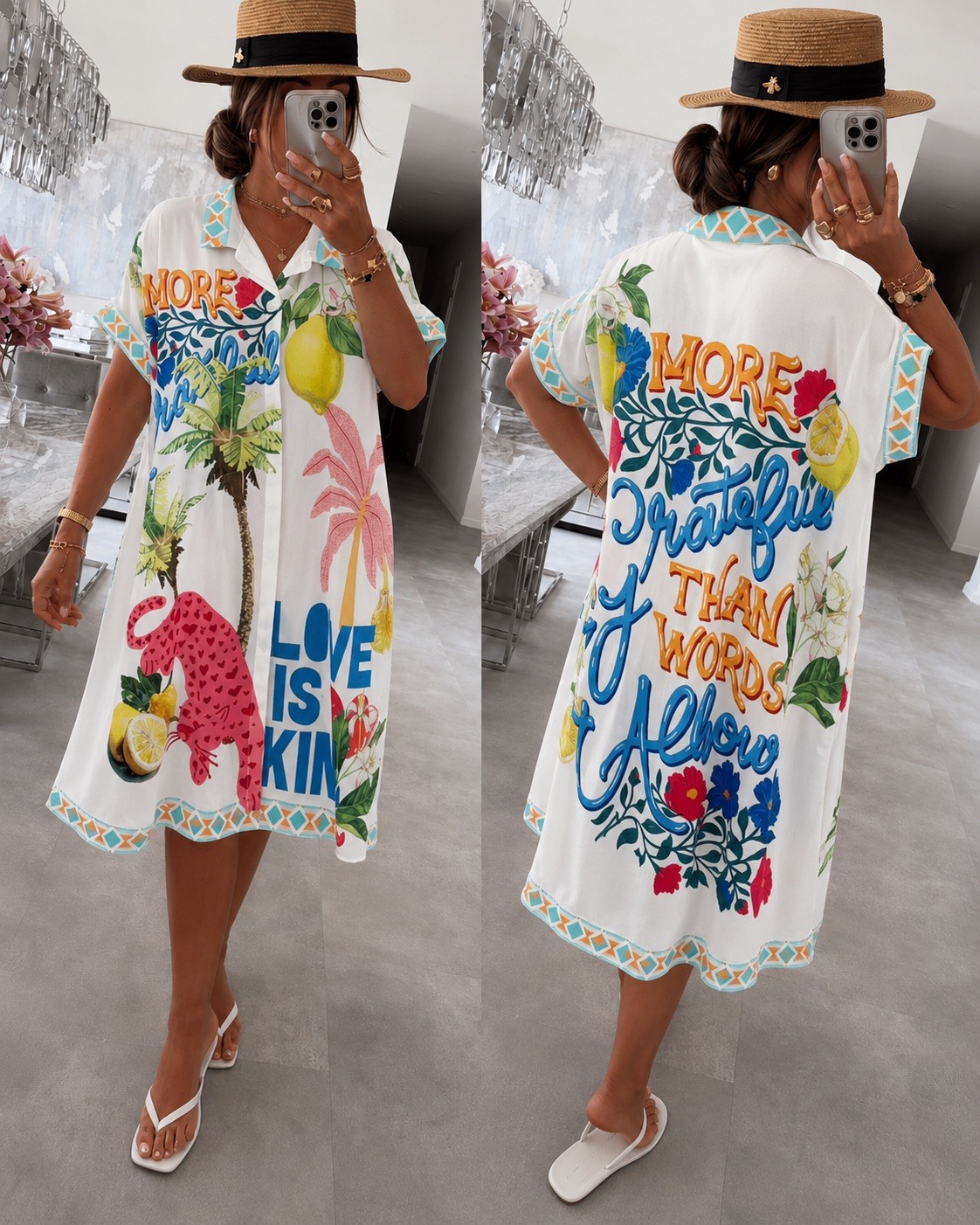 Großhändler ISSYMA - Übergroßes Sommer-Hemdkleid mit Print