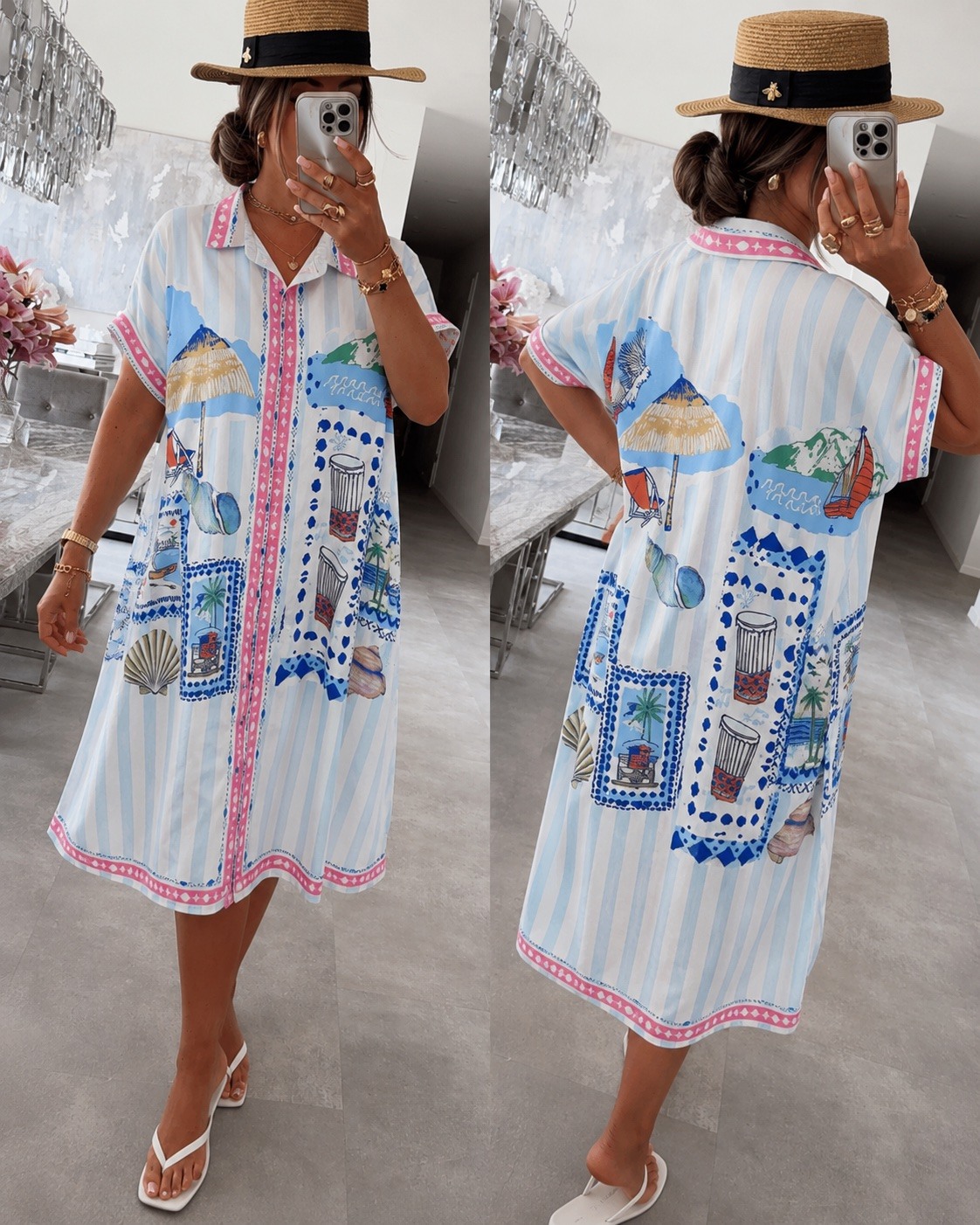 Mayorista ISSYMA - Vestido camisero oversize estampado de verano