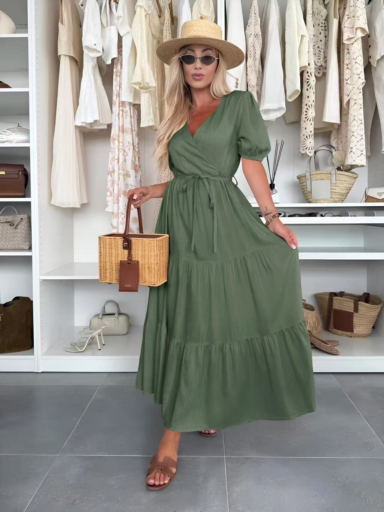 Großhändler ISSYMA - Langes böhmisches Kleid kurze Ärmel