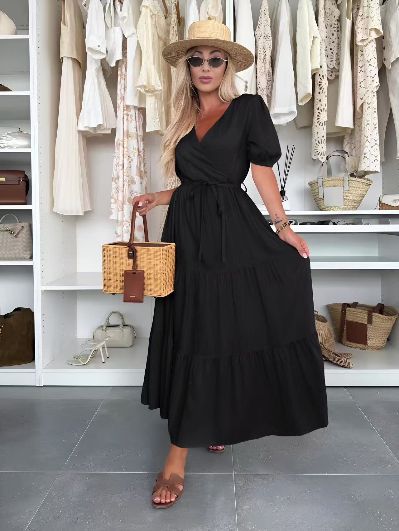 Wholesaler ISSYMA - Long bohemian dress short sleeves