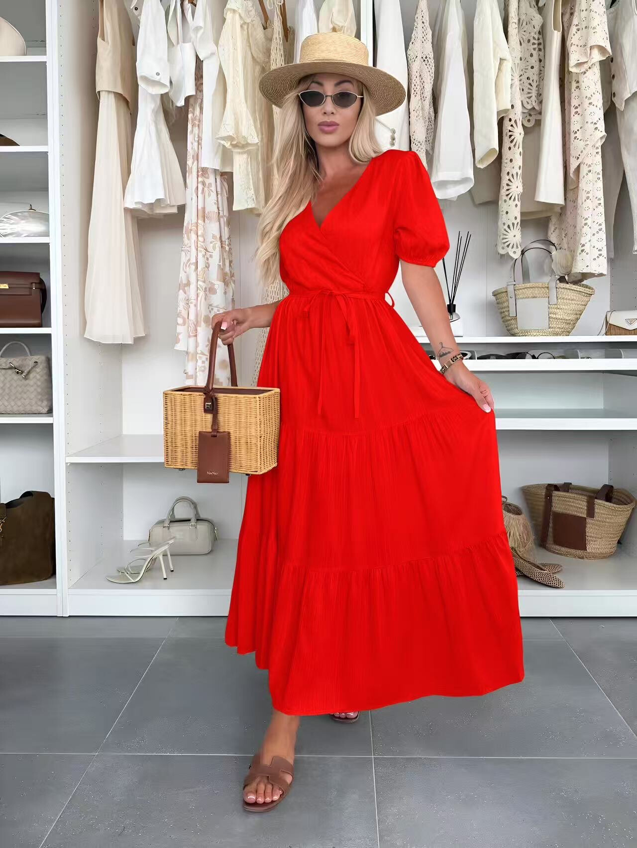 Grossiste ISSYMA - Robe longue bohème manches courtes
