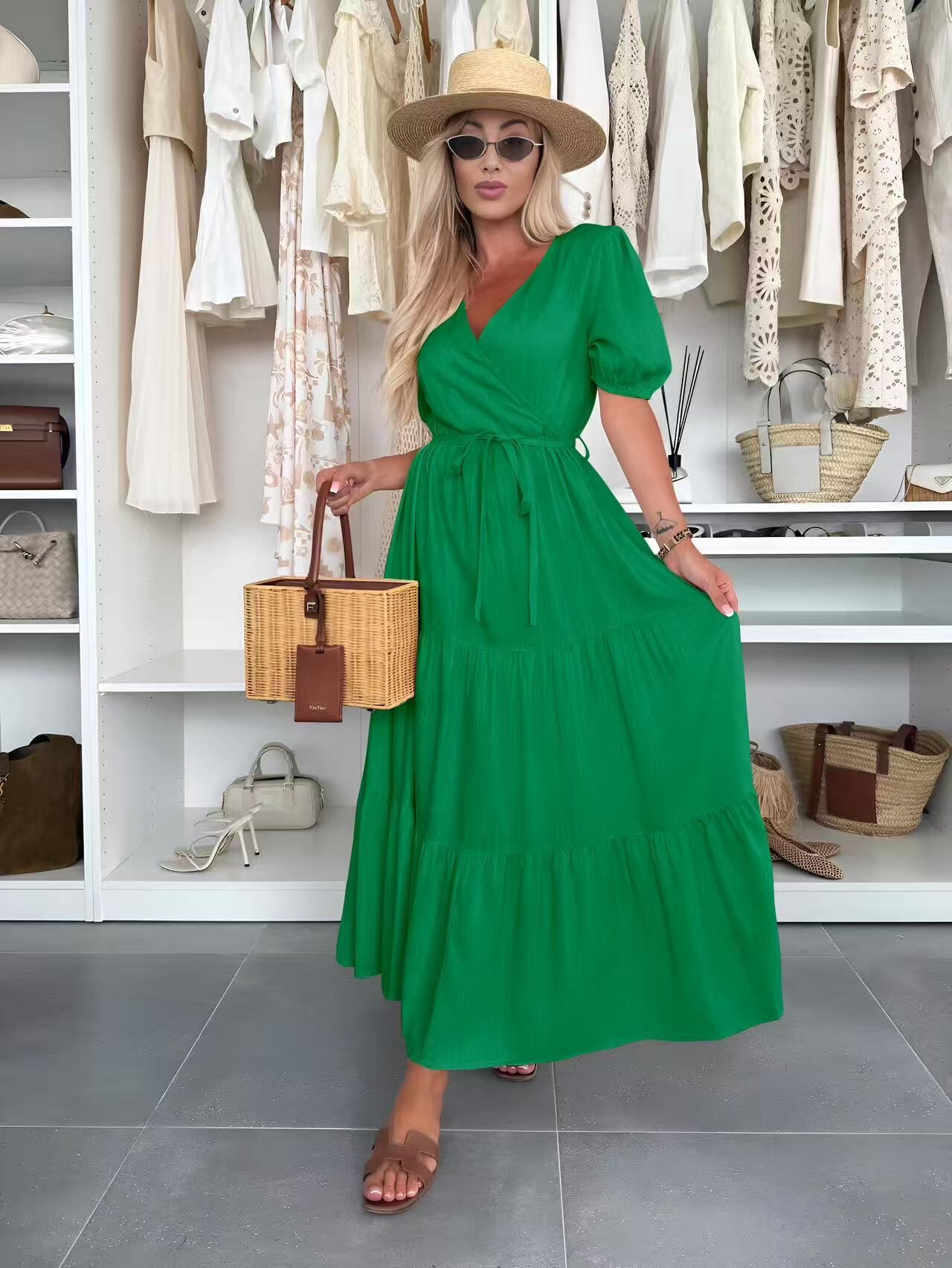 Grossiste ISSYMA - Robe longue bohème manches courtes