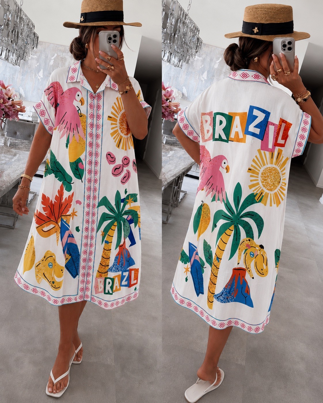 Mayorista ISSYMA - Vestido camisero oversize estampado de verano