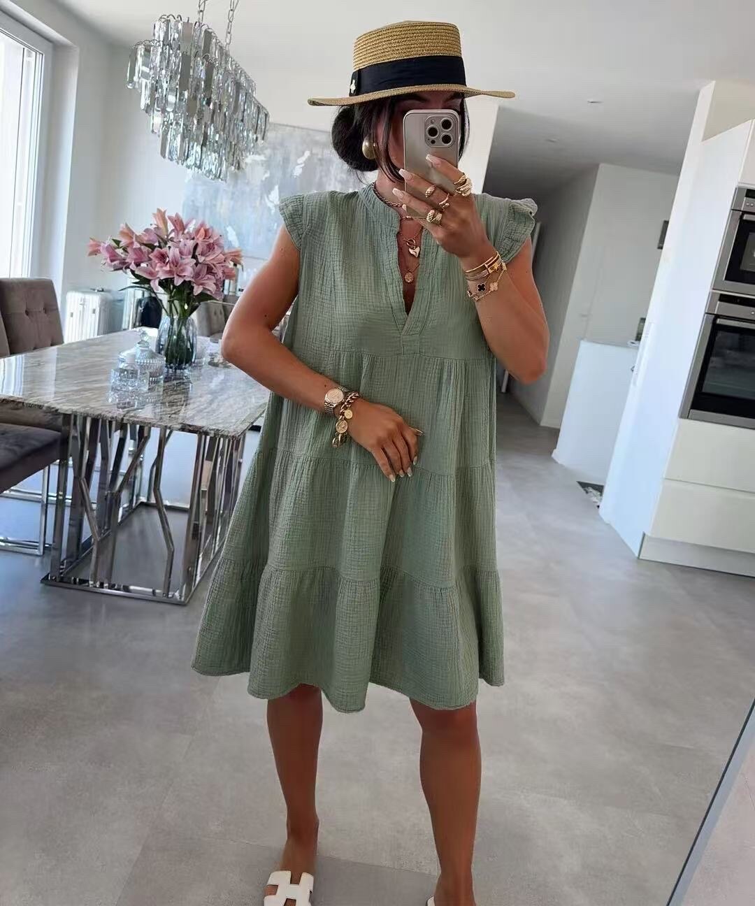 Grossiste ISSYMA - Robe en gaze de coton à volants