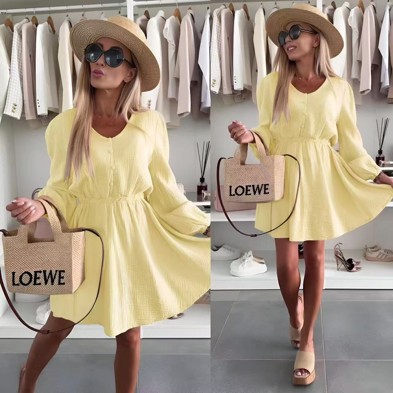 Wholesaler ISSYMA - Long sleeve buttoned cotton gauze dress