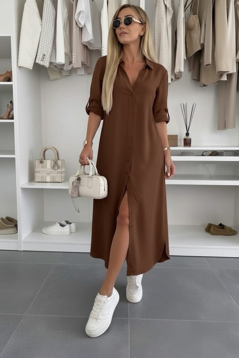 Grossiste ISSYMA - Robe chemise longue coupe fluide oversize
