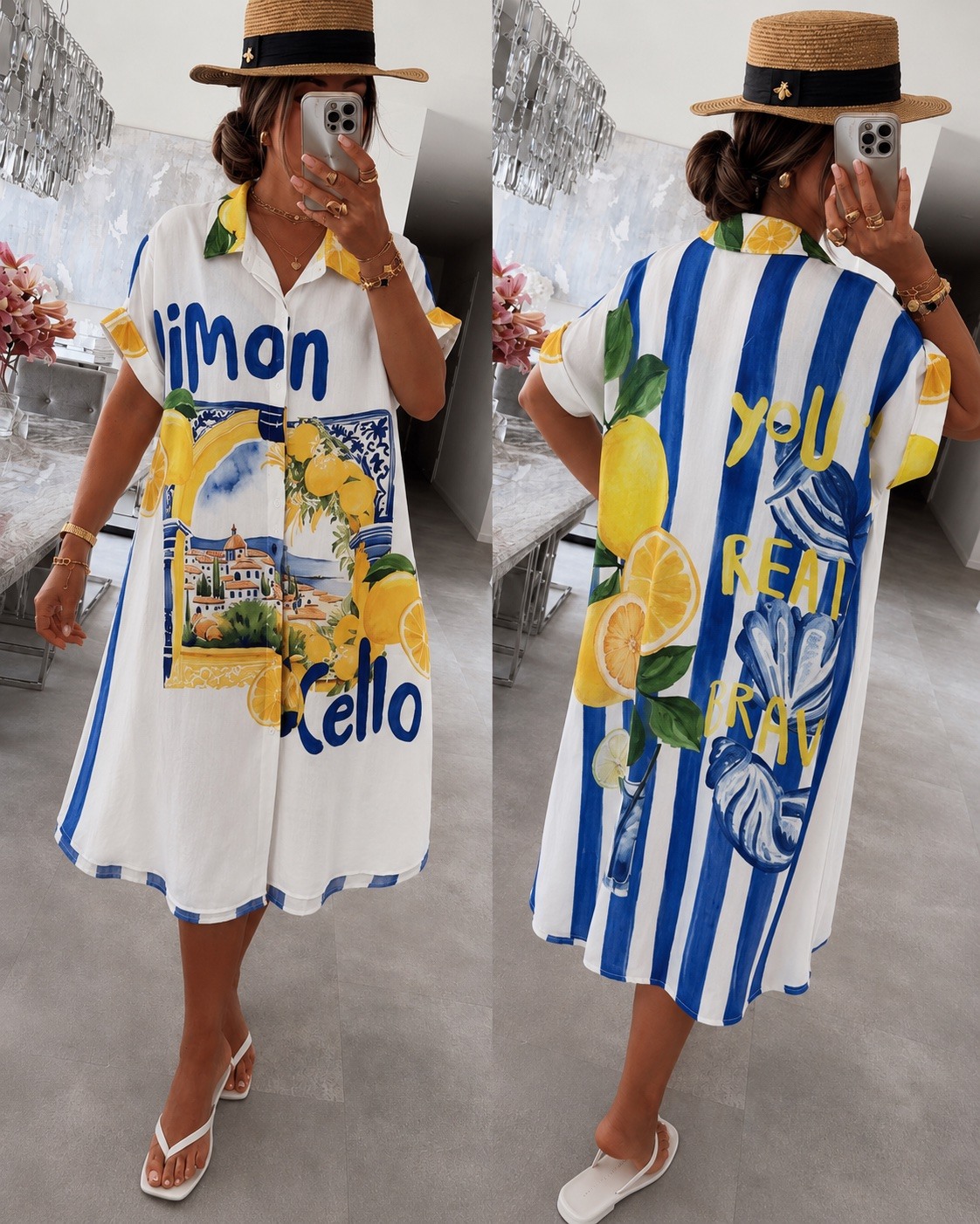 Großhändler ISSYMA - Übergroßes Sommer-Hemdkleid mit Print