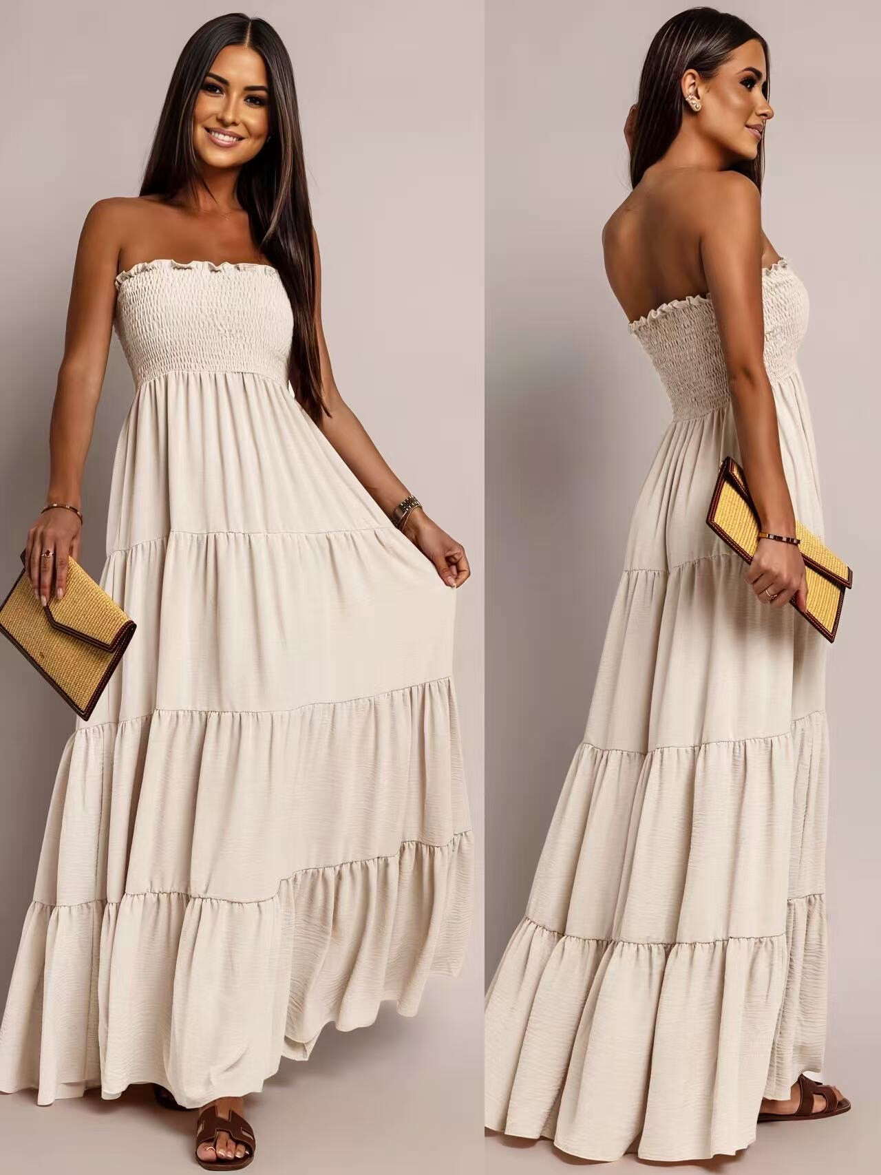 Grossista ISSYMA - Abito bustier del volante lungo