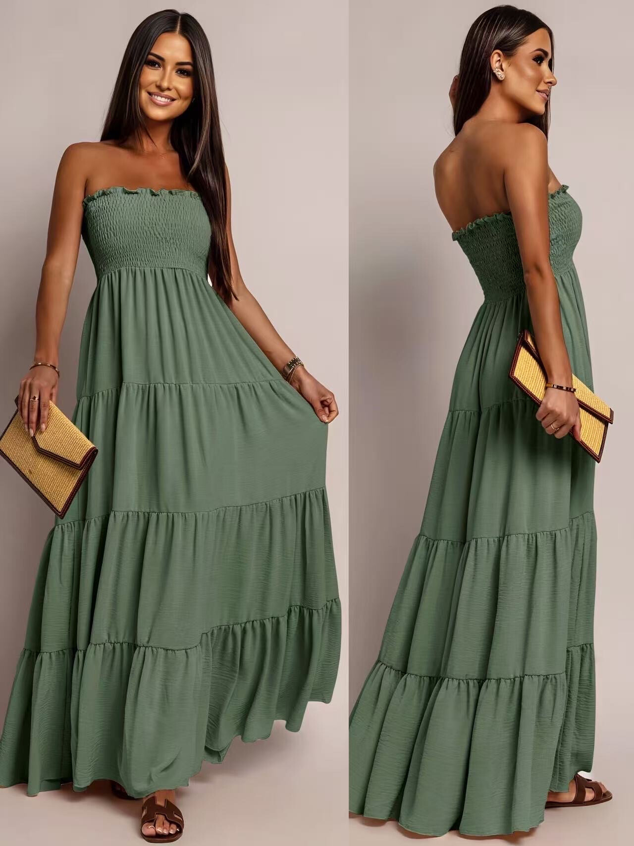 Grossista ISSYMA - Abito bustier del volante lungo