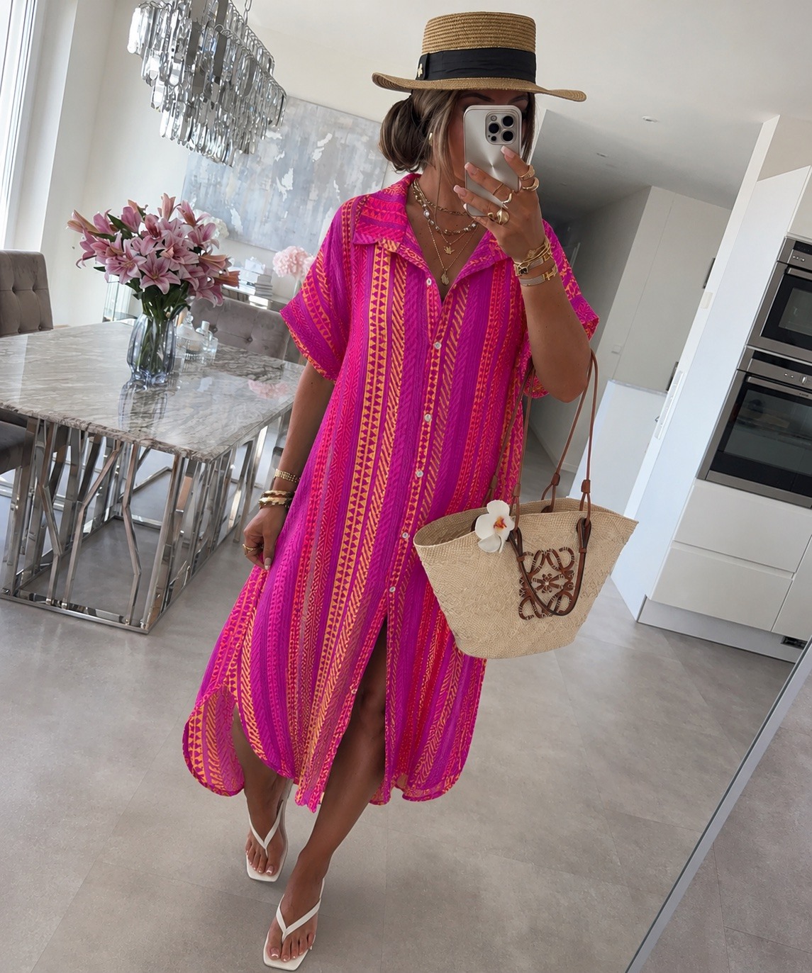 Großhändler ISSYMA - Hemdblusenkleid aus bedruckter Baumwollgaze im Bohemian-Stil