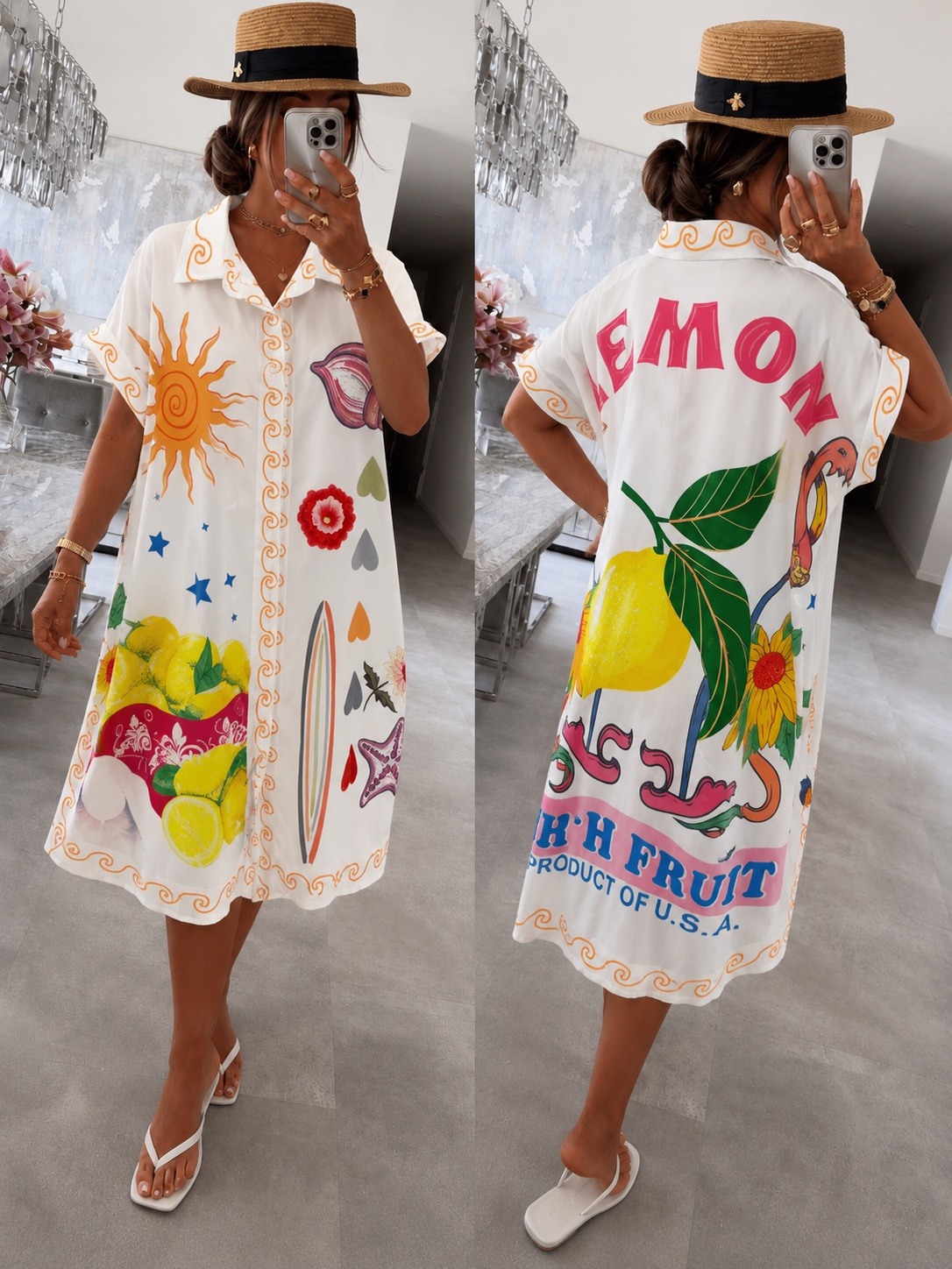 Mayorista ISSYMA - Vestido camisero oversize estampado de verano