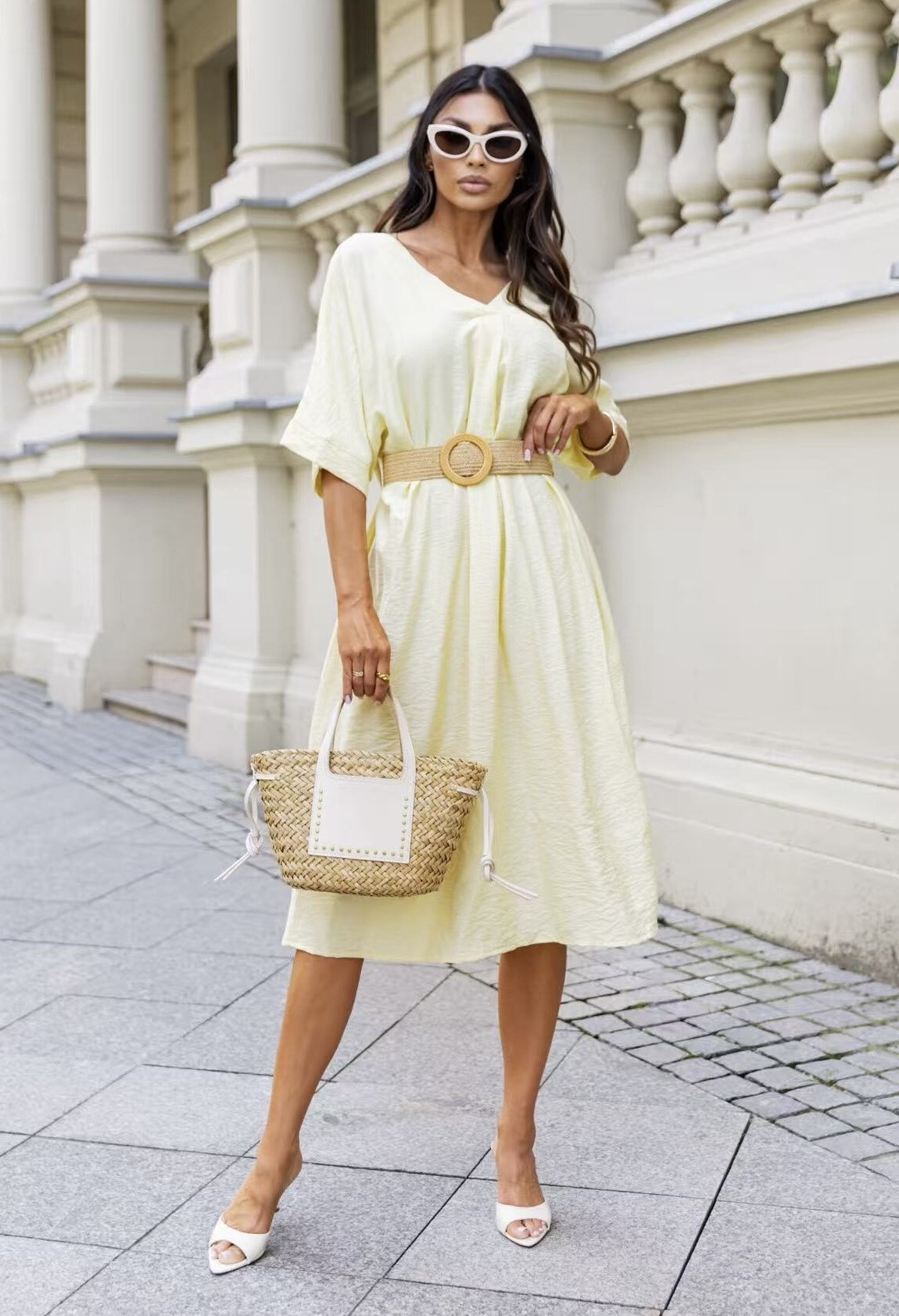 Wholesaler ISSYMA - Bohemian dress with V -neck belt