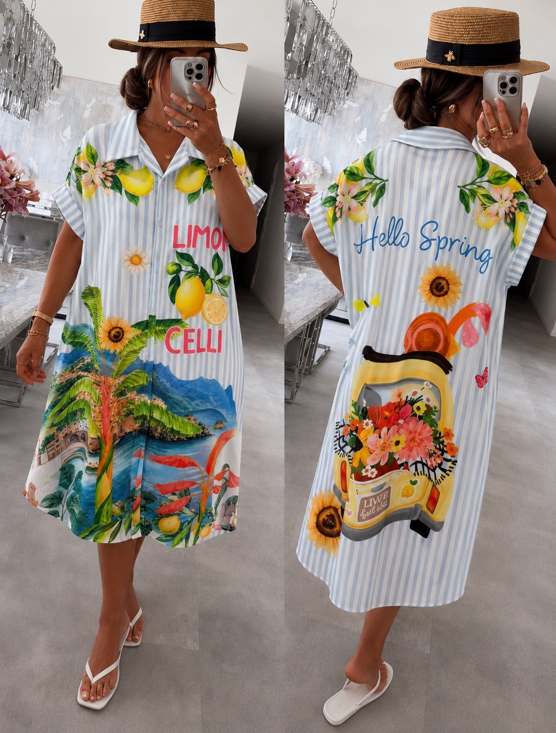 Mayorista ISSYMA - Vestido camisero oversize estampado de verano