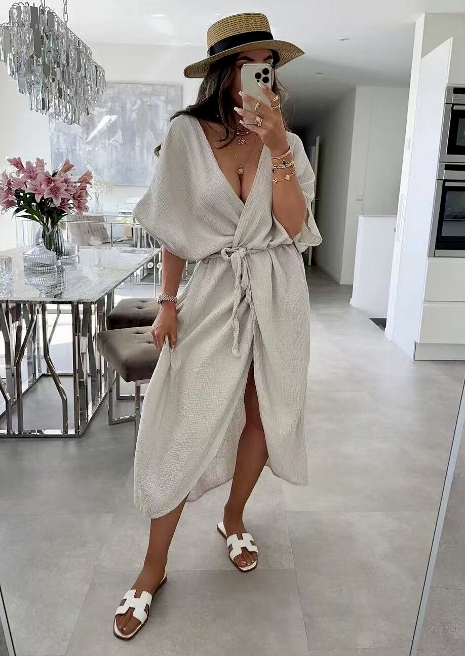Wholesaler ISSYMA - Bohemian cotton gauze dress with link with link