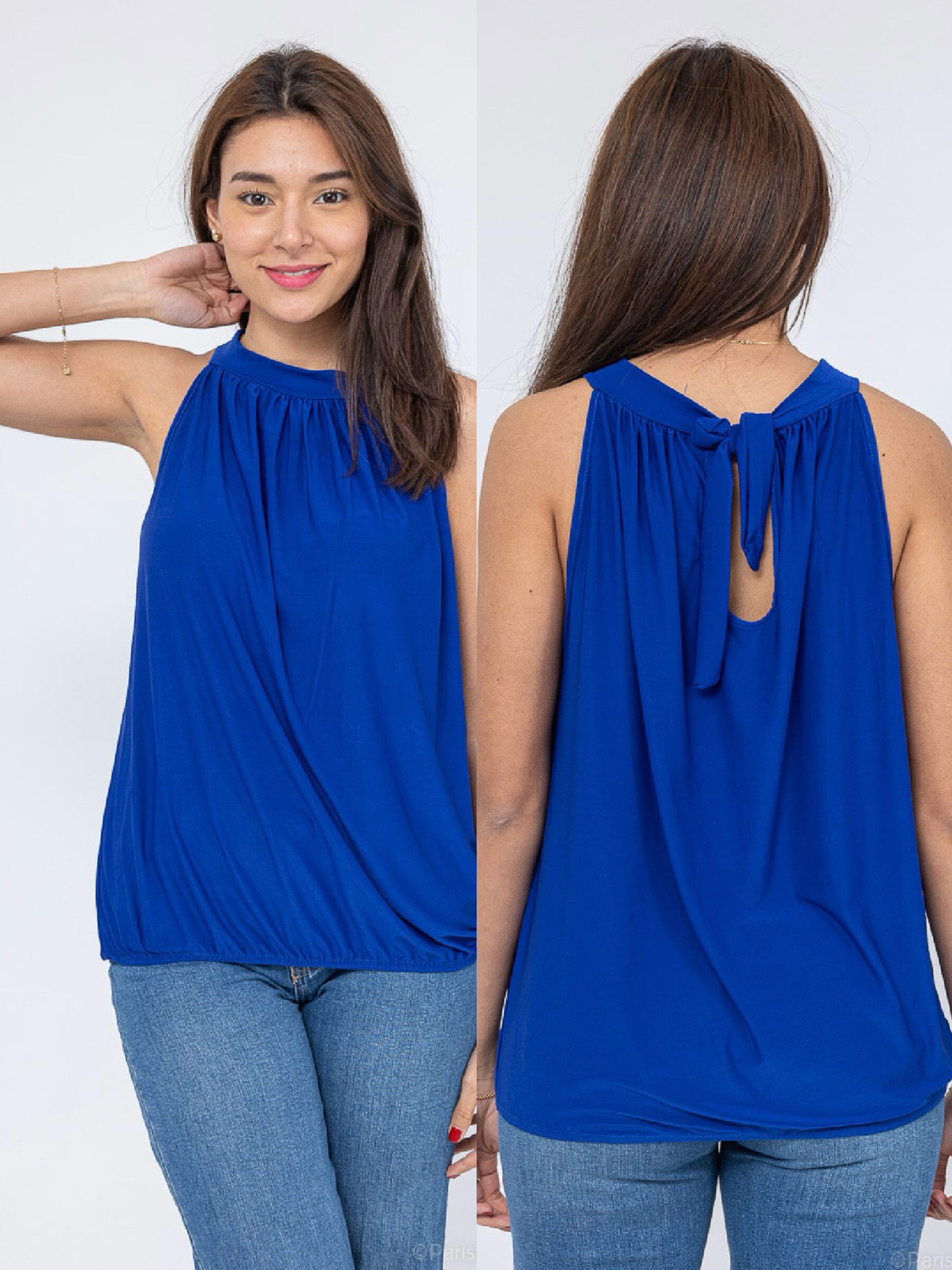 Wholesaler ISSYMA - Round neck top with knot in the back