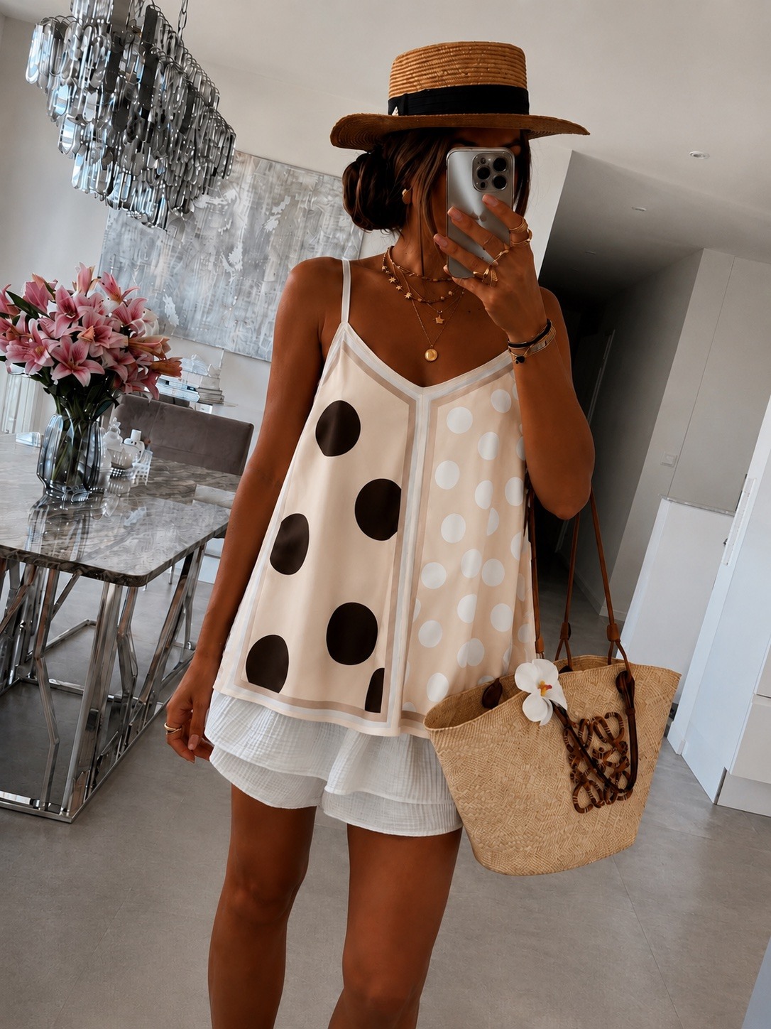 Mayorista ISSYMA - Top tirantes raso estampado lunares