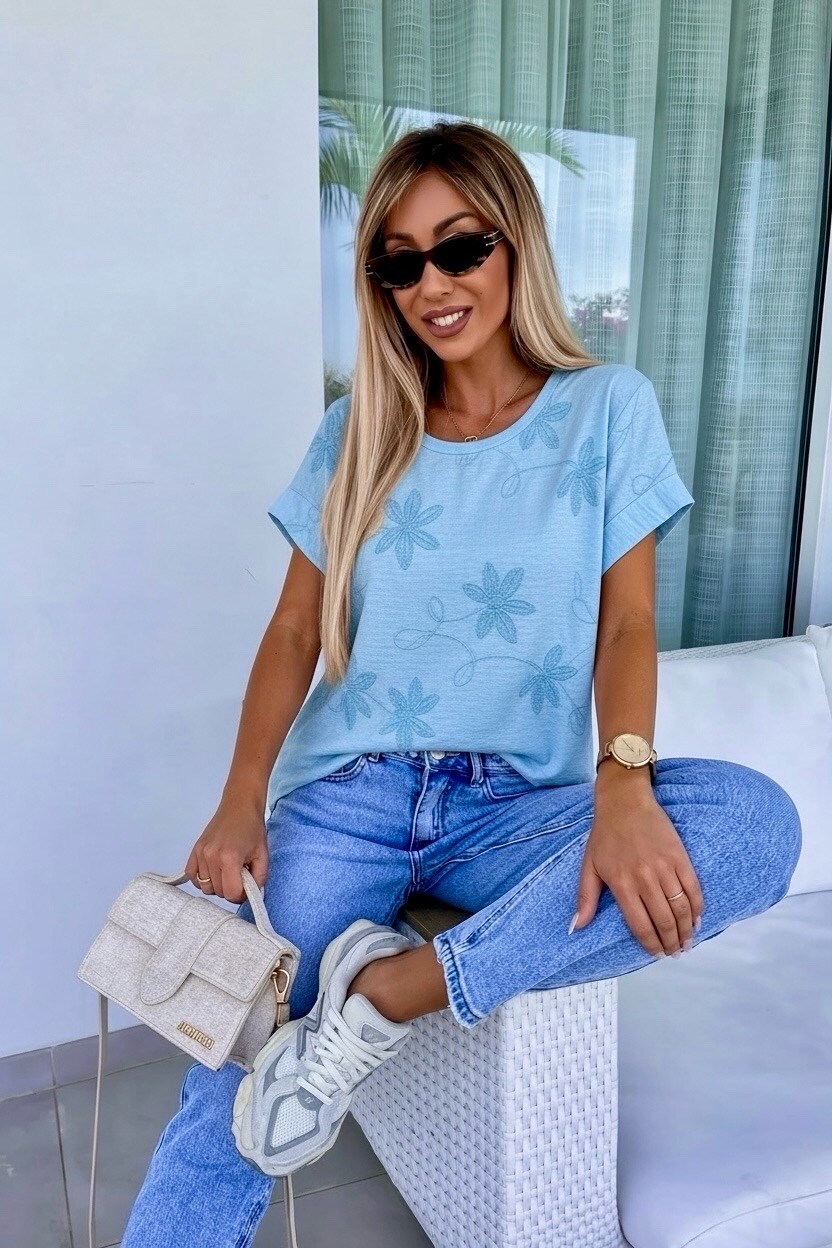 Mayorista ISSYMA - Camisa con bordado floral para anudar